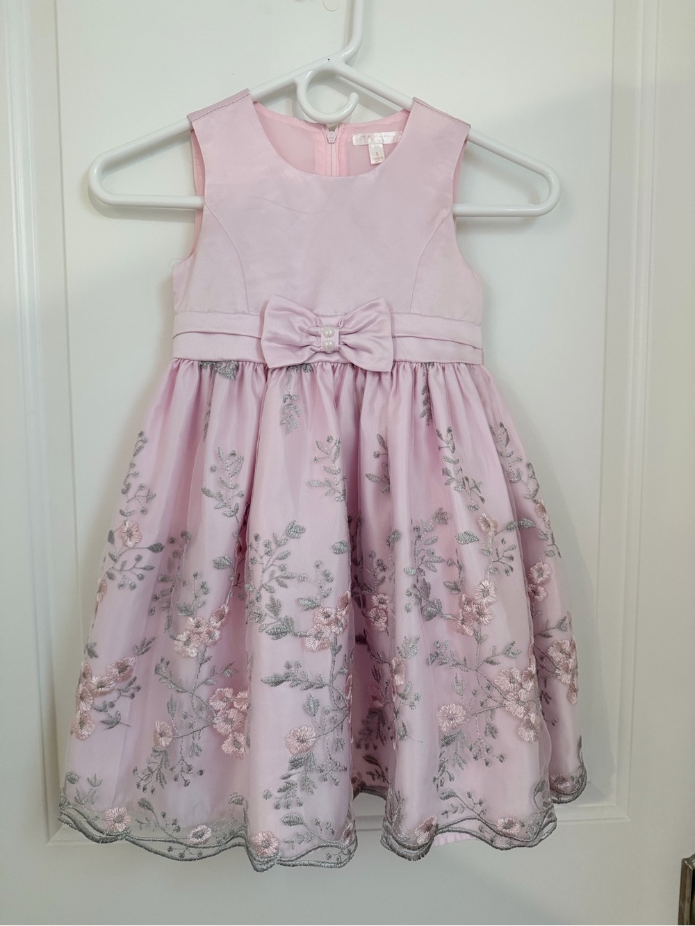 Tahari Light Pink Floral Embroidered Party Dress